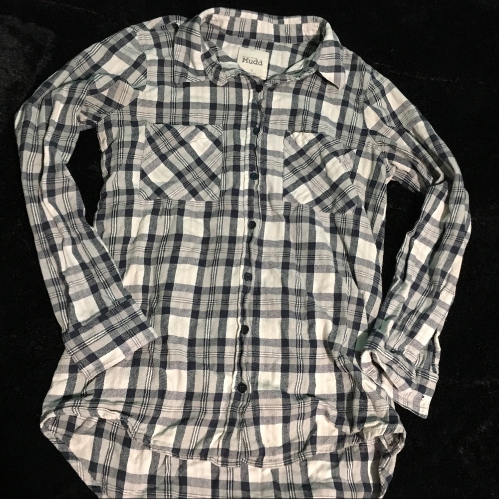 Gray and black and white plaid flannel